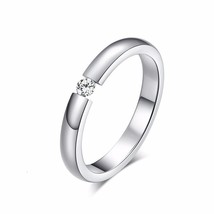 Vnox Solitaire Rings for Women 3mm Thin Stainless Steel Engagement Ring AAA CZ S - £6.86 GBP