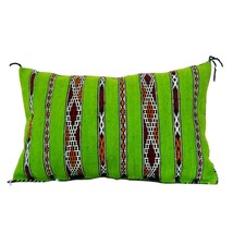 Moroccan Kilim Pistachio Cushion Handloomed Wool Green Pillow Sofa Bed Decor - £58.41 GBP