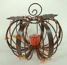 Iron Pumpkin Decorative Candle Holder w/ Votive Candle - £23.19 GBP