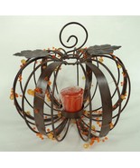 Iron Pumpkin Decorative Candle Holder w/ Votive Candle - £22.93 GBP