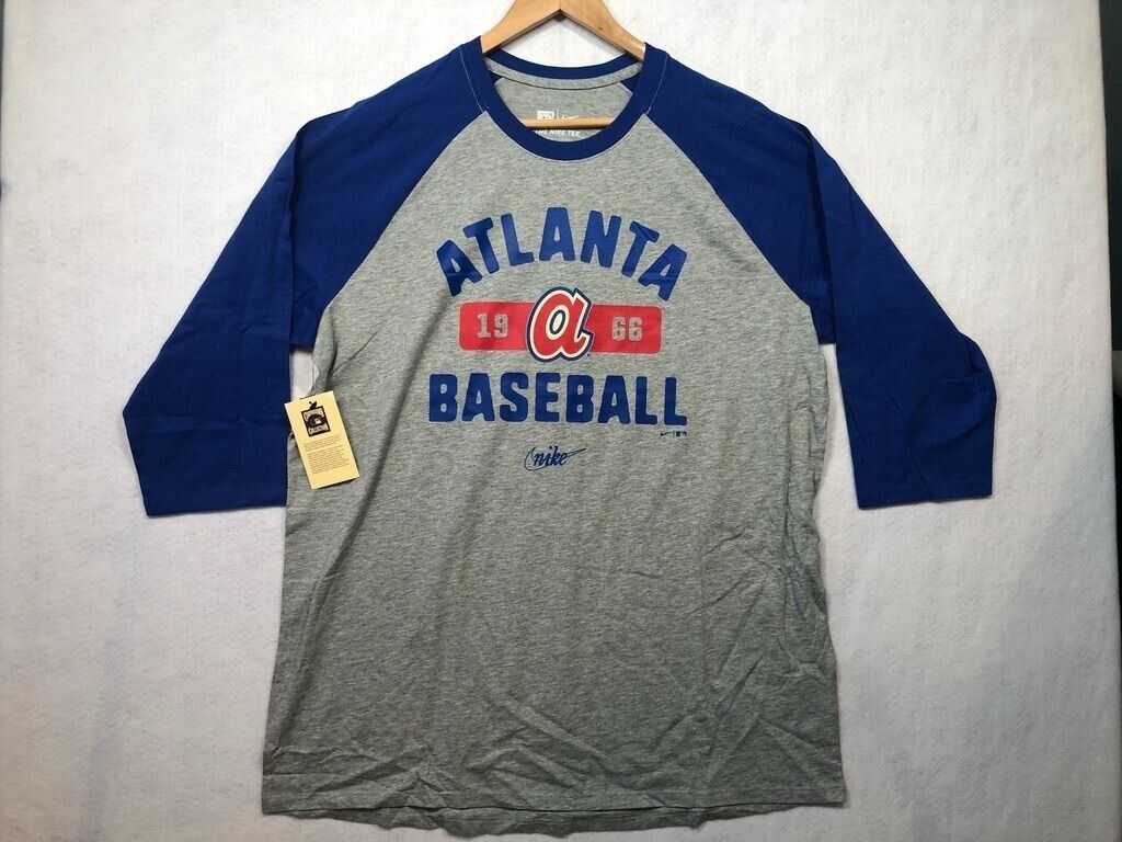 Nike Atlanta Braves Vintage Raglan 3/4 Sleeve Baseball Tee T-Shirt MLB M... - £18.42 GBP