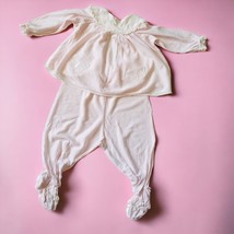 Vintage Baby Girl 0-3 Months Dress &amp; Footie Pants Outfit Light Pink Butterfly - £7.86 GBP