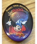 Vintage WDW Walt Disney World Epcot Happy 28th Birthday Button Mickey KG JD - $9.90