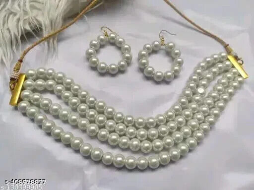 Kunder Beaded ganthan set Jewelry Set Gold Plated Beautiful Temple Party... - $1.99