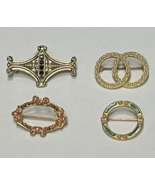 Lot of 4 Victorian Style Diminutive Pins Brooches Seed Pearls Rhinestone... - $25.74