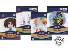 UCreate Art Pad Bundle, 9&quot; x 12&quot;, White 4 Pack! Sketch Draw Paint Marker... - $35.39