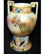 Vintage Hand Painted 6&quot; Nippon Morimura Art Deco Porcelain Vase Green M ... - $661.17 MXN