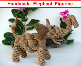 Handmade Elephant Figurine Toy Gift Decor 20cm / 7.9&quot; Rope Flexible 00719 - £24.67 GBP