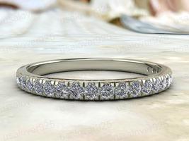 CZ Diamond Round Gemstone Half Eternity Sterling Silver Women Band Ring Jewelry - £42.71 GBP
