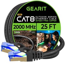 Cat8 Outdoor Ethernet Cable 25 Feet Waterproof Direct Burial In Ground L... - £42.42 GBP