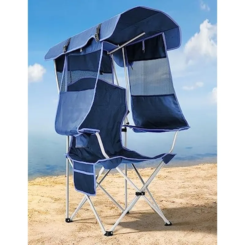 Docusvect Beach Chair with Canopy Shade, Canopy Beach Chair for Adults with Cup - £93.61 GBP