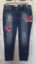 Black Daisy Distressed Jeans with Floral Embroidery Size 16 Junior’s - $23.10