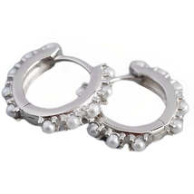 Anyco Earrings Stud Punk Retro Spike Pearl Beads Huggie Sterling Silver Rock - £30.06 GBP