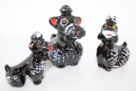 Vintage 50s 60s Black Hand Painted Poodles Set of 3 Dog Figurine Japan - $348.38 MXN