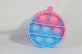 Novelty Keychain (new) ROUND SILICONE - BLUE W/ PINK, COMES W/ CHAIN - $7.27