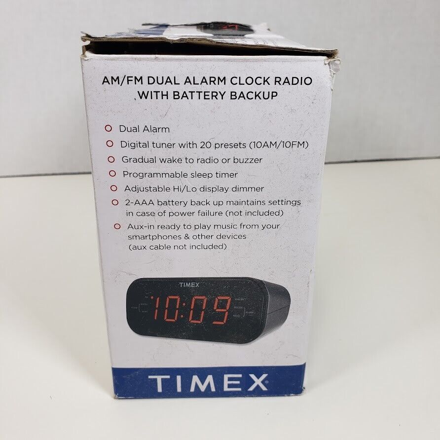 Timex T231 AM/FM Dual Alarm Clock Radio with 1.2-Inch Red Display BOX DAMAGE - $25.23