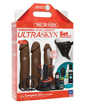 Vac-u-lock Vibrating Dual Density Ultraskyn Set W/wireless Remote - Chocolate - $154.00