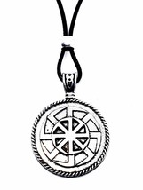 Slavic Sun Wheel Necklace 8 Leg Svarog Kolovrat Protection Beaded Cord - £5.43 GBP