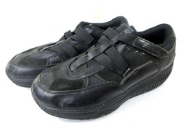 Skechers Shape-Ups Black Hydro Leather Toning Rocker Sole Shoes Sist 7 US Women - £23.70 GBP