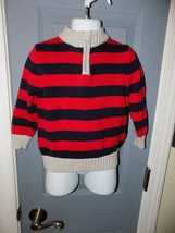 Hanna Andersson Red/Blue/Gray Striped 1/4 Zip Sweater Size 90 3 3T - £16.55 GBP