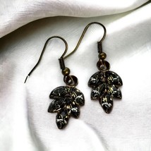 Glass Black Diamond leaf Earrings - $25.00