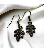 Glass Black Diamond leaf Earrings - $25.00