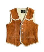 Vintage Montgomery Ward Suede Vest  Men&#39;s Large Faux Sherpa Lined  Cerca... - $834.47 MXN