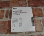 Nikon AF-S Nikkor 24-70mm f/2.8G ED Camera Lens Instruction Manual / Use... - £6.12 GBP