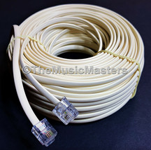 Ivory 100&#39; ft Telephone Modular Line Cord Phone Cable Extension Wire RJ11 VWLTW - $12.82