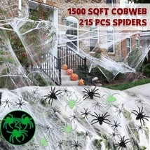 Spider Webs Halloween Decorations, 1500 sqft Stretch Spider Cobwebs - £7.76 GBP