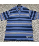 Independent Polo Shirt Men Extra Large Blue Striped Short Sleeve Collare... - $54.28 CAD