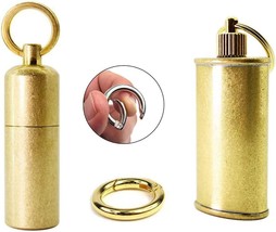 Dreambay Brass Keychain Mini Lighter And Container Edc Peanut Waterproof Lighter - £32.89 GBP