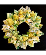 Lemons and More Lemons with Stripes and Lemon Patterns Fabric Wreath Decor - $53.00