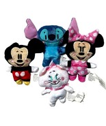 Lot of 4 Disney Just Play Small Plush Toys: Mickey, Minnie, Stich, Marie... - $7.91