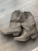 Brown faux leather cowboy boots women’s size 6 rubber heel and sole west... - $48.51