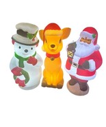 Lot of  3 Holiday Time 11&quot; Christmas Blow Molds - Light Up!! Santa Snowman - £22.13 GBP