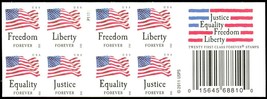 Four Flags - Freedom Flag Full Pane of 20  -  Stamps - $22.45