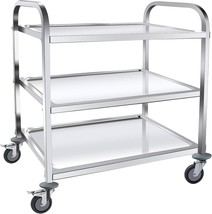 Utility Carts With Wheels Stainless Steel Cart 3 Tier Kitchen Cart Lab Medical - £120.28 GBP