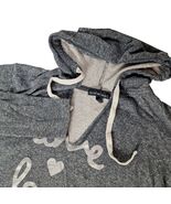 Derek Heart S Hoodie Pullover Dark Gray Silver LOVE Hearts Glitter Y2K G... - $27.95 CAD