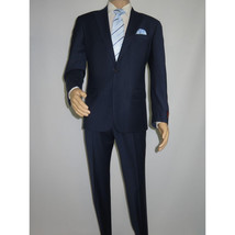 Men Suit BERLUSCONI Turkey 100% Soft Italian Wool Super 180's #Ber28 Navy Blue image 13
