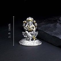 2D Real 925 Solid Silver Oxidized Ganesha Statue religious Diwali gift - £52.32 GBP