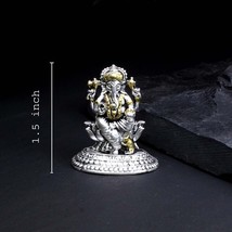 2D Real 925 Solid Silver Oxidized Ganesha Statue religious Diwali gift - £51.44 GBP