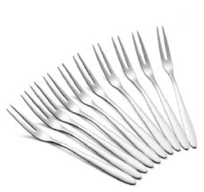  Stainless Steel Fork 2-Prong Mini Fruit Forks Appetizer Dessert Forks 12 Pcs  - £19.97 GBP