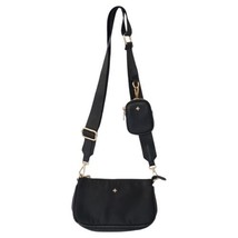 Peta + Jain Marmont Crossbody Bag Black Nylon Adjustable Gold Tone Minim... - £33.43 GBP