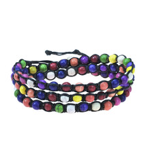 Vibrant Colors of Woven Multi-Colored Beads on Cotton Rope Multi-Layer Bracelet - £9.24 GBP