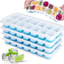 Silicone Ice Cube Tray, 4 Pack Easy-Release &amp; Flexible 14-Ice Cube Trays... - £13.62 GBP