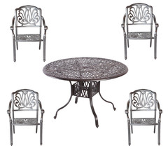 5 piece outdoor dining set cast aluminum outdoor furniture round table 4... - £1,184.73 GBP