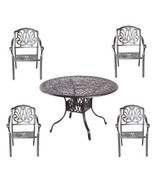 5 piece outdoor dining set cast aluminum outdoor furniture round table 4... - £1,184.73 GBP