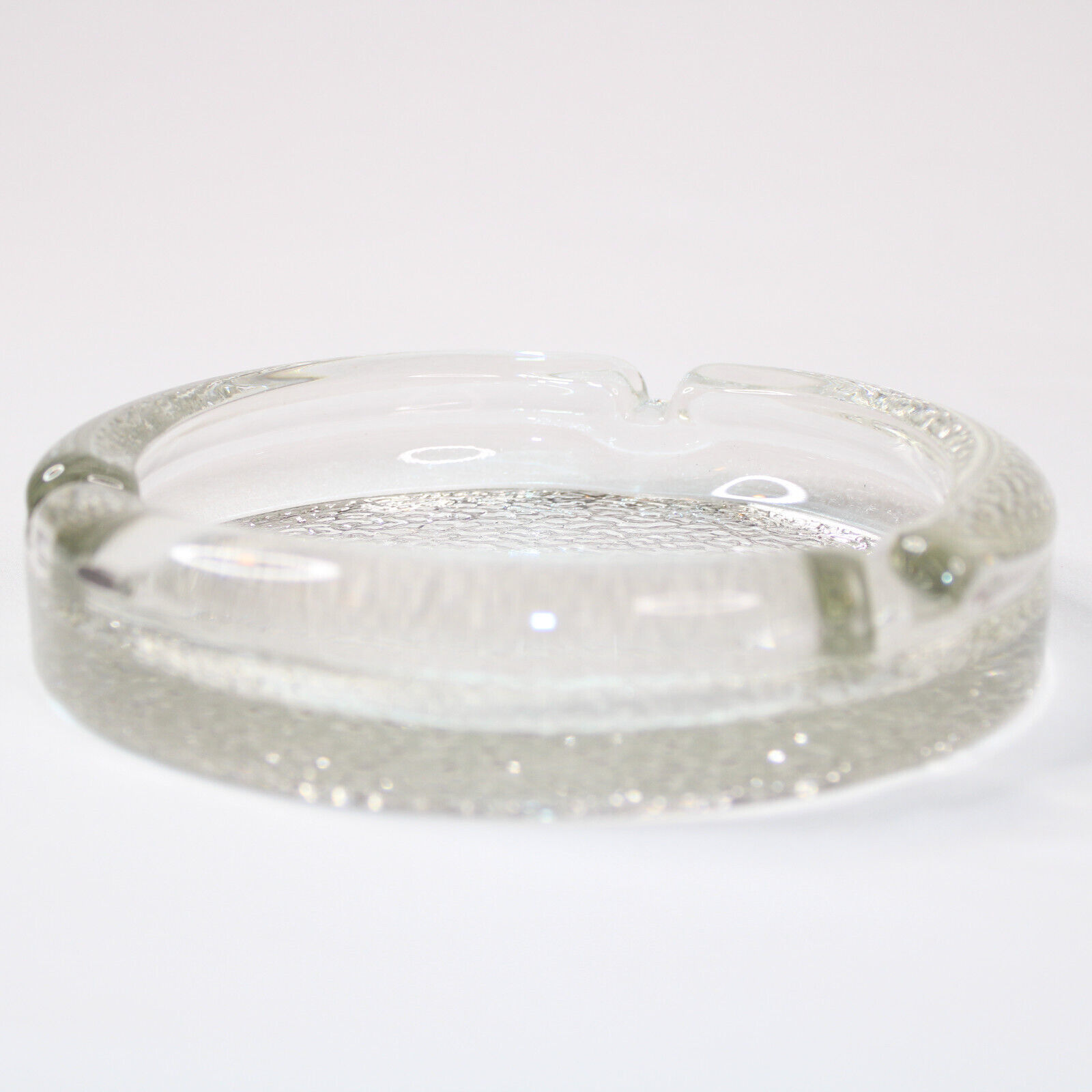 Vintage Casino Style Clear Glass Ashtray Nice Condition No Chips Or Cracks - $8.75