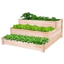 Solid Wood 4 Ft x 4 Ft Raised Garden Bed Planter 3-Tier - £195.55 GBP